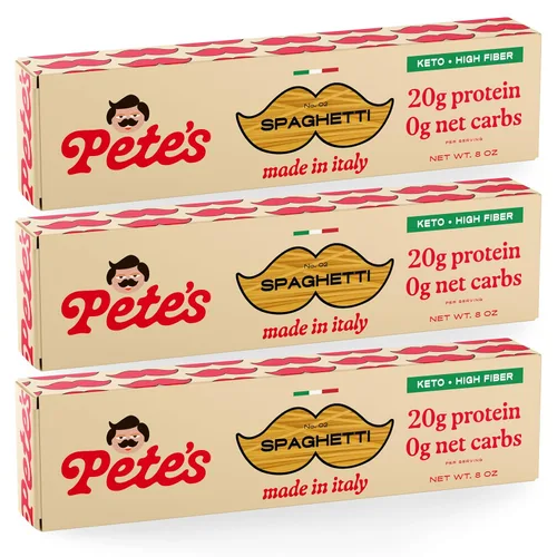 Pete's Pasta Espaguetis | 20g de pasta alta en proteínas, sin carbohidratos | Pasta Keto, sin carbohidratos | Pasta italiana saludable, sin