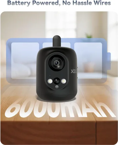 Miniatura 3 de Xega Cámara de seguridad celular 4G LTE inalámbrica para interiores, cámara 2K sin WiFi para bebé/mascota/ancianos con aplicación de teléfono, 355 °