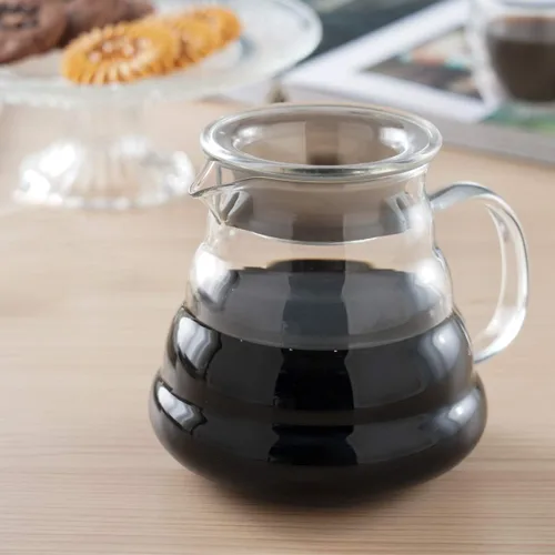 Miniatura 2 de Blue Brew Gama de vidrio transparente Servidor de café para verter sobre café y té, 20.3 fl oz (20 onzas) resistente al calor, jarra, cafetera