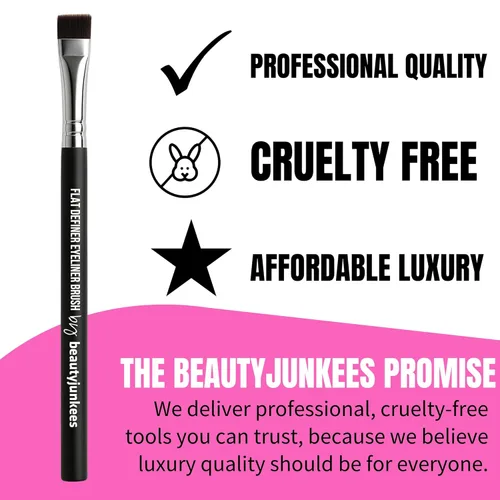 Miniatura 7 de Beauty Junkees Brocha plana para delineador de ojos – Brocha de maquillaje profesional de precisión para delineador de ojos afilados, modelado