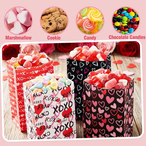 Miniatura 4 de Bolsas de San Valentín de Haobell - 24 piezas de bolsas de regalo de San Valentín con pegatinas para fiestas en el aula, niños, compañeros