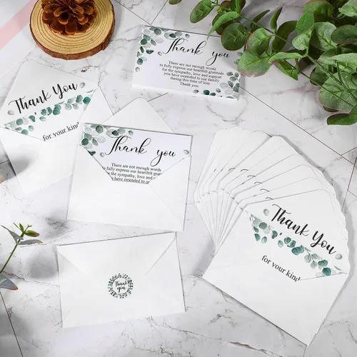 Miniatura 5 de Marspark 100 juegos de tarjetas de agradecimiento de condolencia para funeral con sobres y mensaje en el interior, tarjetas conmemorativas de duelo