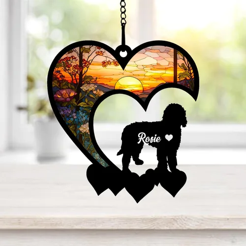 Miniatura 14 de NAZENTI Atrapasoles personalizado de sabueso afgano, adorno conmemorativo personalizado para la pérdida de mascotas, regalo de condolencia