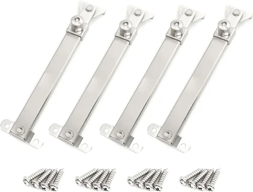 Bisagras para ventana abatible, estancias, tapón, soporte, cerradura - base fija plana, estilo plateado rociado, modelo 04, 6 ranuras fijas, 2 pares