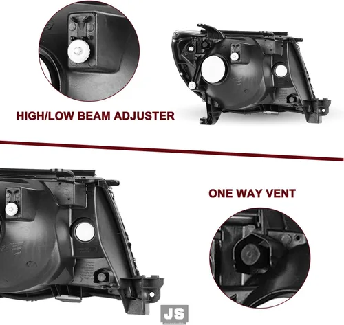 Miniatura 5 de JSBOYAT Conjunto de faros delanteros de recambio para camioneta Toyota Tacoma 2005-2011, bombillas incluidas (carcasa negra con reflector ámbar)