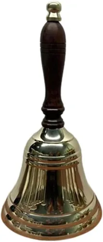 Miniatura 2 de The Metal Magician - Campana de mano grande y pesada dorada para bodas, Navidad y escuela, campana de mano de latón pulido (paquete de 1)
