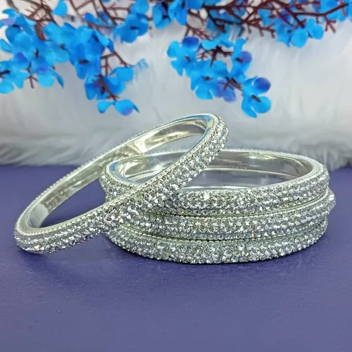 Miniatura 2 de Efulgenz Rhinestone Bangle Bracelet CZ Crystal Bridal Wedding Party Bracelet Indian Bangle Set Fashion Jewelry for Women (2 Pcs)