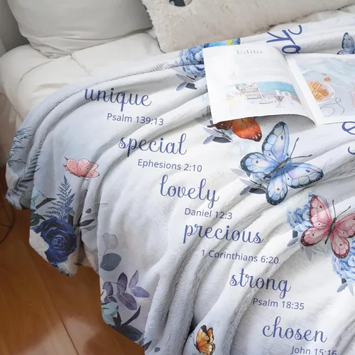 Miniatura 5 de Manta cristiana para mujer, manta de regalo religioso con versículos de la Biblia y pensamientos inspiradores, manta cálida de felpa curativa