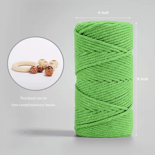 Miniatura 2 de Cordón de algodón para macramé de 5mm x 109 yardas, ZUEXT 100% natural hecho a mano con 4 hebras trenzadas y torcidas de algodón para colgar plantas