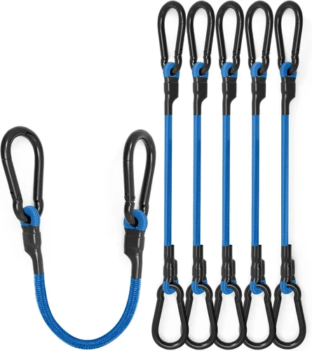 Miniatura 6 de Cuerdas elásticas ajustables de 18 pulgadas con ganchos, ajuste flexible de 6.5 a 18 pulgadas, correas elásticas negras con elasticidad superior