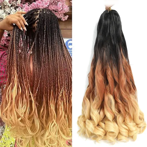 Miniatura 21 de Cabello Rizado Francés para Trenzar de 18 Pulgadas, 8 Paquetes Color Borgoña - Cabello para Trenzar Pre-Estirado con Rebote - Extensiones de Cabello