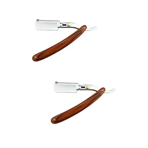 FRCOLOR Uds Herramienta de afeitar manual de metal de afeitar para barba patillas pelo corto fino portátil diseño de ahorro de espacio