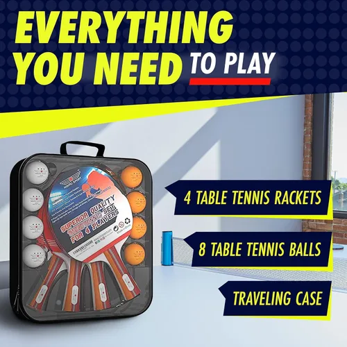 Miniatura 6 de NIBIRU SPORT Professional Ping Pong Paddle Sets, 2 Paddle or 4 Paddle Table Tennis Set with Tournament Quality Balls and Carry Bag/Storage Case