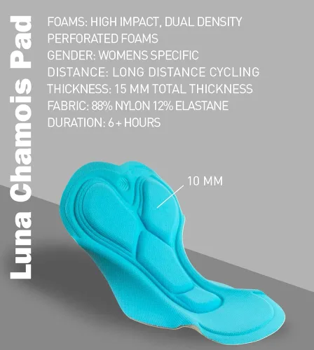 Miniatura 9 de Aero Tech Luna - Pantalones cortos de ciclismo acolchados para mujer con bolsillo reflectante