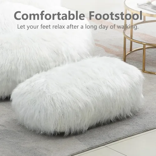 Miniatura 8 de Puf con reposapiés, puf de felpa con relleno incluido, suave puf para juegos, sofá gigante perezoso con otomana para adultos y niños, sala de estar