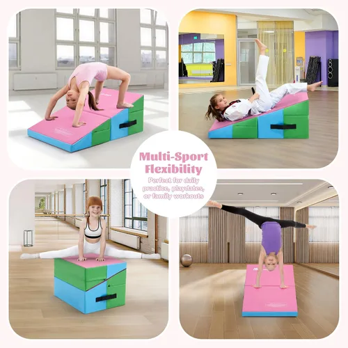 Miniatura 6 de Colchoneta de gimnasia con cuña inclinada para niños, para interiores y exteriores, equipo de entrenamiento y ejercicio, gimnasio en casa, yoga