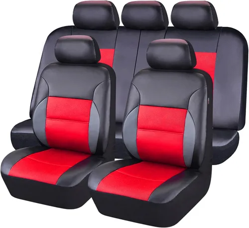 Miniatura 8 de CAR Pass Skyline - Fundas de asiento de cuero de alta calidad, impermeables, de poliuretano, juego completo, fundas de asiento delantero y trasero