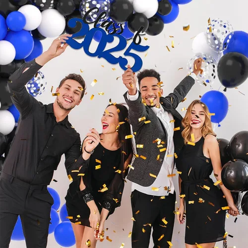 Miniatura 2 de Guirnalda de arco de globos azul real, negro, plateado y blanco, globos de confeti plateado metálico azul, negro, blanco, globo de videojuegos
