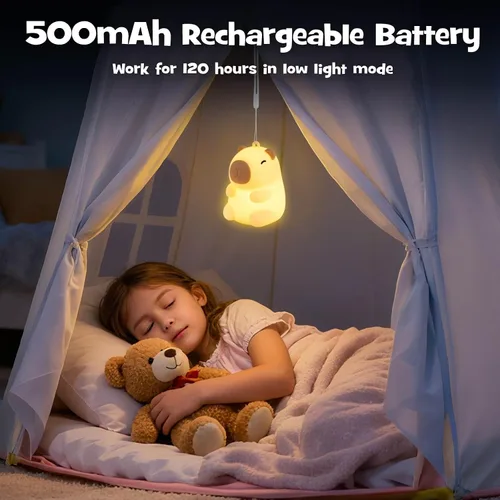 Miniatura 6 de Luz Nocturna de Capibara Navideña Suave con Modos RGB Regulable Luz Nocturna de Guardería para Lactancia Colgable Linda Lámpara de Animal Novedosa