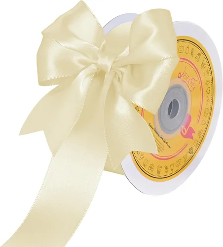 Miniatura 68 de Cinta de satén blanca antigua de doble cara de 1-1/2 pulgadas x 50 yardas, cinta de poliéster para envolver regalos, día de San Valentín, bodas