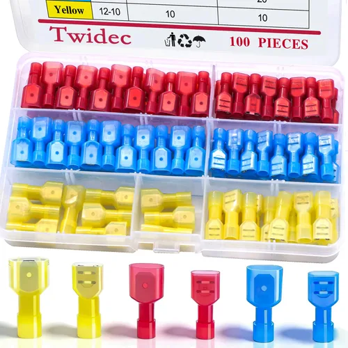 Miniatura 9 de Twidec/360Pcs 2.8/4.8/6.3mm Kit de surtido de terminales de engarce rápido tipo faston macho y hembra con manga aislante para cableado eléctrico
