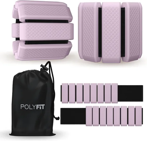 Miniatura 10 de Polyfit - Par de pesas para muñeca y tobillo - Pesas ajustables para tobillo para mujeres y hombres - Pulsera portátil para ejercicio, yoga, Gris
