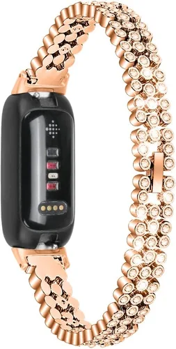 Miniatura 13 de Correas delgadas compatibles con Fitbit Inspire 3 Smartwatch, pulsera elegante de diamantes de imitación de repuesto para Inspire 3 pulseras, oro