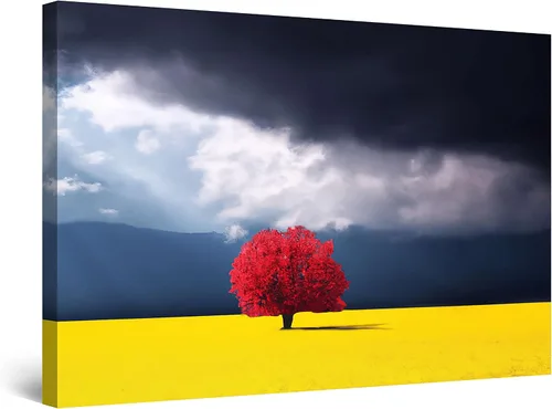 Miniatura 21 de Startonight Lienzo decorativo abstracto para pared, pintura del árbol de la vida amarillo, impresión grande estirada, moderna para dormitorio o sala