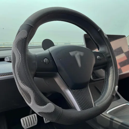 Miniatura 7 de PINCTROT Comfy Grip - Funda para volante para Tesla Model Y/3 2016-2025 2026 Standard/Highland/Juniper, forma de D de 14 pulgadas tamaño pequeño