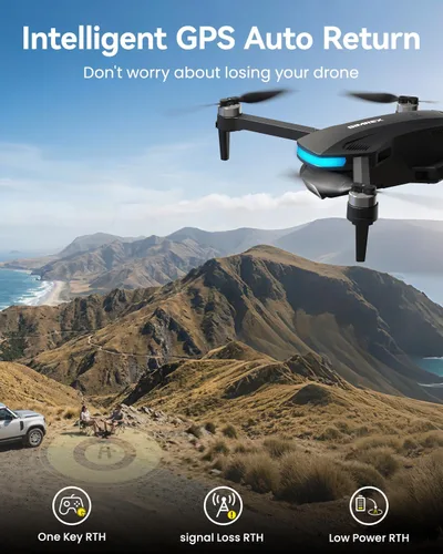 Miniatura 4 de SIMREX GPS Drone with 4K Camera for Adults , Brushless Motor Drones for Beginners ,5G WiFi FPV Foldable, Auto Return , Optical Flow & Altitude