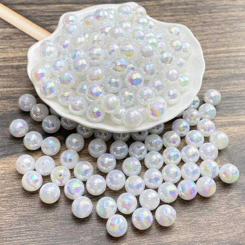 Miniatura 2 de 400 piezas cuentas de perla de 8mm AB cuentas de plástico brillantes y coloridas cuentas espaciadoras sueltas para hacer joyas, aretes, pulseras