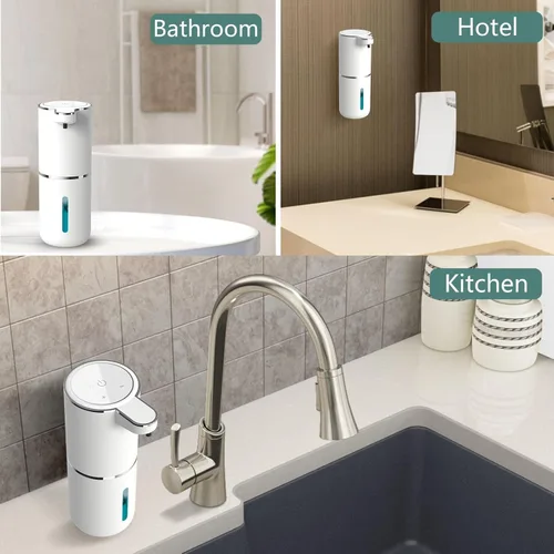 Miniatura 5 de Dispensador automático de jabón 2P, dispensador de jabón espumoso sin contacto de 13.5 fl oz, dispensador recargable por USB, eléctrico montado