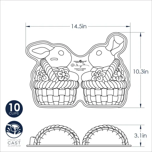 Miniatura 6 de Nordic Ware Bunny in Basket - Molde para tartas 3D, 10 tazas, caramelo