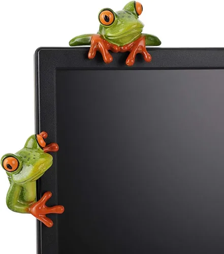 Miniatura 9 de JUXYES Juego de 2 figuras creativas de resina en 3D para decoración de monitor de computadora, figuras coleccionables de animales personalizados