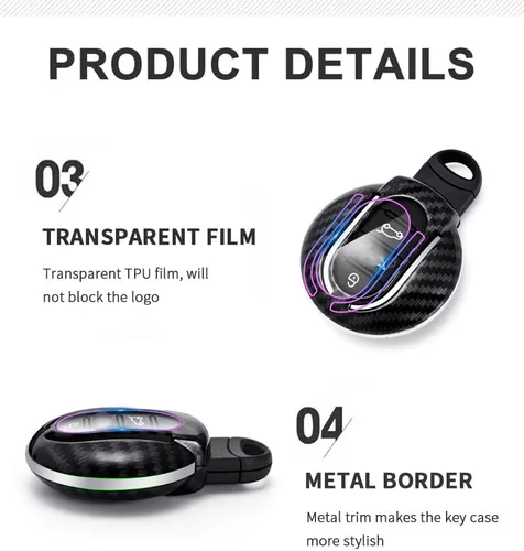 Miniatura 4 de ontto Funda de llavero de ABS para BMW Mini Cooper F54 F55 F56 F57 F60 llave de coche inteligente Rermote bolsa protectora de llaves antiarañazos