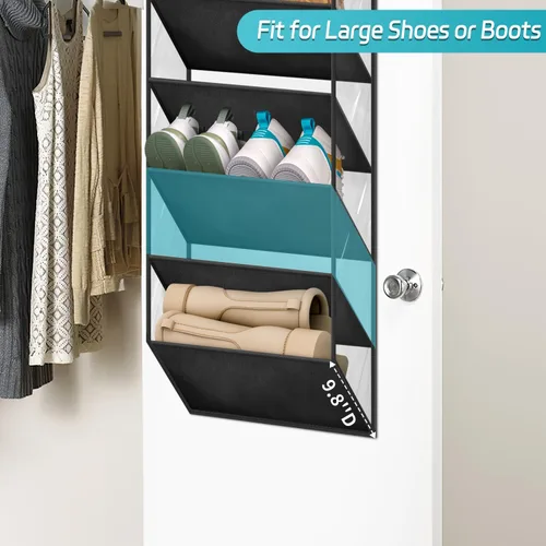 Miniatura 3 de AOODA Organizador de zapatos transparente sobre la puerta de almacenamiento que sostiene 12 pares, zapatero colgante de puerta estrecha