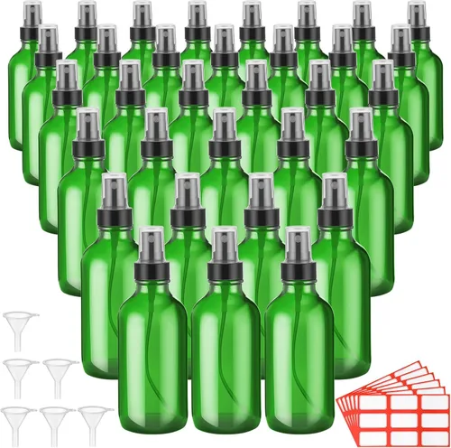 Miniatura 10 de Fumete 36 botellas de spray de vidrio de 4 onzas, botella de spray de vidrio de niebla fina, recipientes de líquido recargables con 6 etiquetas, 6