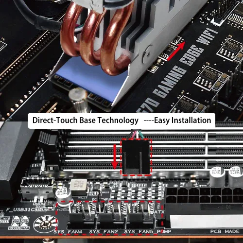Miniatura 6 de Disipador de calor SSD M.2 2280 de 12 V con ventilador de enfriamiento PWM de 1.575 in, tubos de calor de cobre y almohadilla térmica, enfriador SSD
