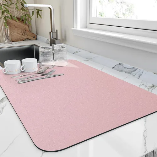 Miniatura 10 de HotLive Tapete de secado de platos para encimera de cocina, tapetes de drenaje resistentes al calor con respaldo de goma antideslizante, tapete