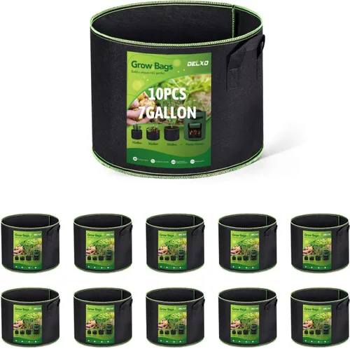 Miniatura 15 de Delxo Bolsas de cultivo de jardín de 1 galón, paquete de 10 bolsas de cultivo de plantas, macetas pequeñas de tela para plantar, verduras