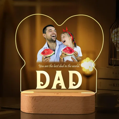 Miniatura 11 de Marco de fotos de corazón personalizado, luz nocturna, lámpara de cristal, texto de imagen personalizada, luz cálida, regalo personalizado
