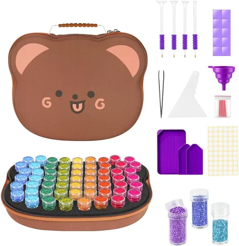 Miniatura 24 de ZORETCO Contenedores de almacenamiento de pintura de diamantes, 60 ranuras, kits de pintura de diamantes, accesorios y herramientas de pintura