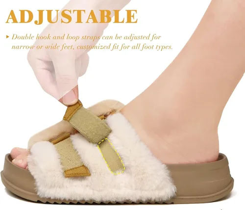 Miniatura 4 de KuaiLu Pantuflas ortopédicas para mujer con soporte de arco, sandalias acolchadas suaves para mujer, sandalias de moda con punta abierta, de piel