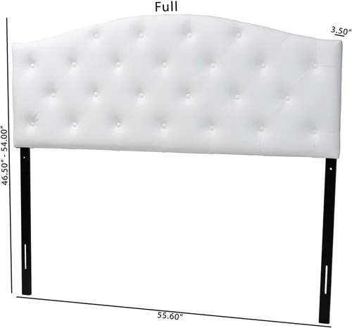 Miniatura 3 de Venta al por mayor, cabecera tapizada imitación cuero para interiores Baxton Studio Myra moderna y contemporánea con botones., Cuero, Blanco