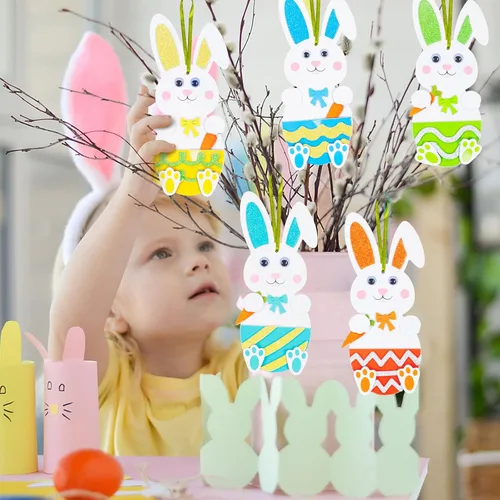 Miniatura 4 de Fennoral Paquete de 12 calcomanías de espuma con diseño de conejito para niños, para manualidades, manualidades, decoración de fiestas, regalos