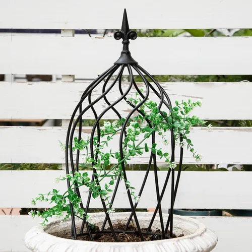 Miniatura 9 de Enrejado de obelisco de jardín para plantas trepadoras, 27.1 x 7.8 pulgadas, diseño de metal duradero, a prueba de óxido, ideal