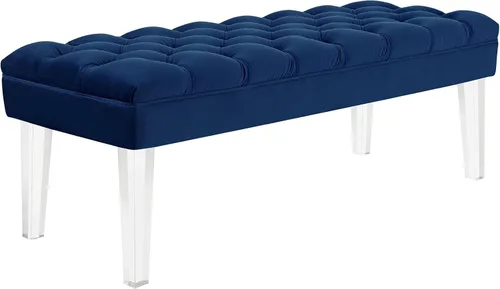 Miniatura 6 de Modway Valet - Banco tapizado de terciopelo con botones copetudos, para dormitorio o entrada, con patas acrílicas, color negro