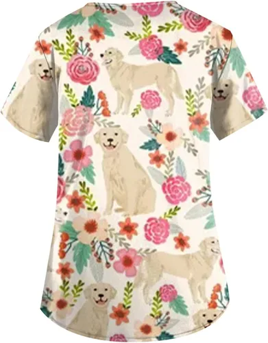 Miniatura 2 de Lindas camisetas médicas para perros para mujer, talla grande, suaves, elásticas, divertidas, de caricaturas, para enfermeras, pediátricas
