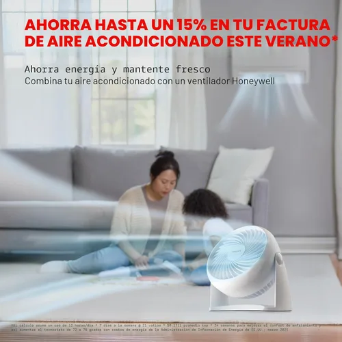 Miniatura 6 de Honeywell HT-904 TurboForce - Ventilador de circulación de aire de mesa, pequeño, blanco, ventilador personal silencioso para el hogar u oficina, 3