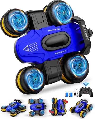 Juguete de coche de acrobacias a control remoto - Drift de alta velocidad 360° voltea 4WD vehículo todoterreno giratorio para niños y niñas, regalos